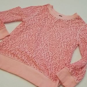 GIFTED We the Free People Peach Crop Crochet Look Top S